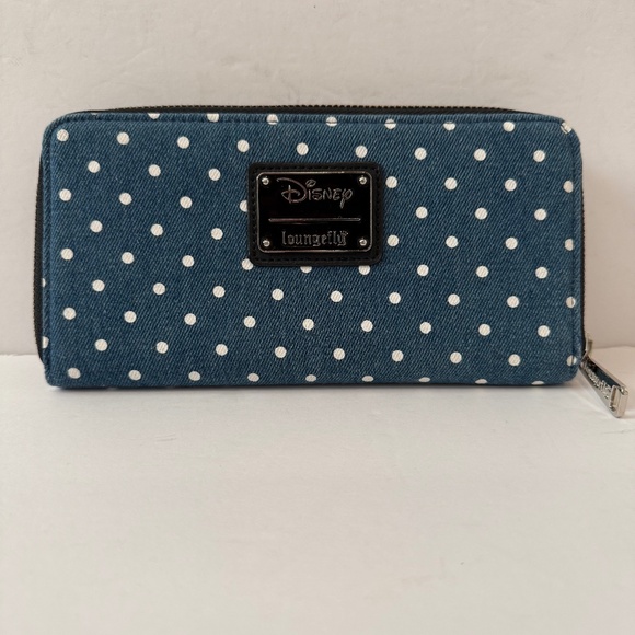 Loungefly Disney Minnie Mouse Polka Dot Denim Wallet - Picture 2 of 11